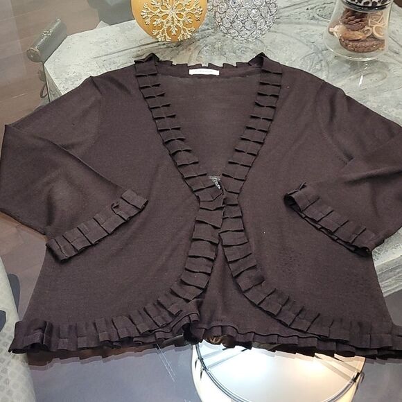 Windsmoor 100%SILK RUFFLED CARDIGAN - Picture 1 of 6
